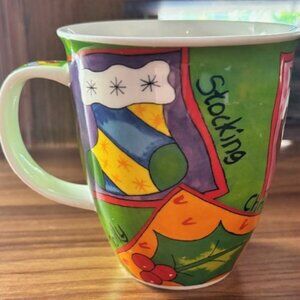Dunoon Jane Brookshaw Stocking Robin Glazed Ceramic Scotland Coffee Mug Holiday